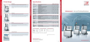 Wiedenbach – Ink Jet Printing Solutions Specifications Printer Range