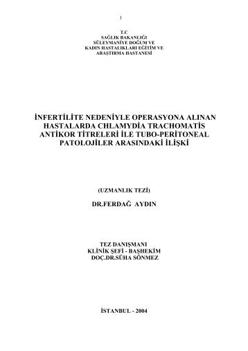 infertilite nedeniyle operasyona alınan hastalarda chlamydia