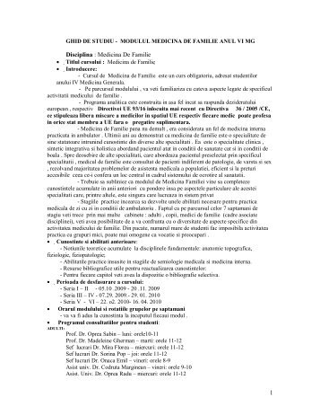 Ghidul de studiu pentru Medicina De Familie - UMF