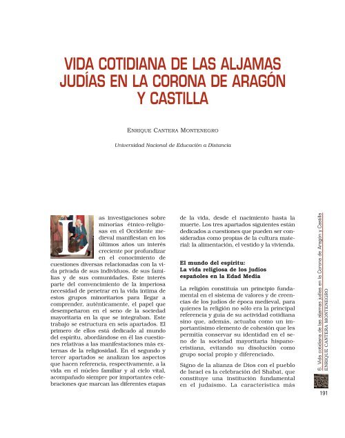 Vida cotidiana de las aljamas judías en la Corona de Aragón y Castilla