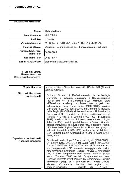 Soprintendente - Ministero per i Beni e le Attività Culturali