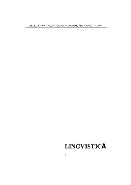 Lingvistică Catedra De Limba Si Literatura Romană