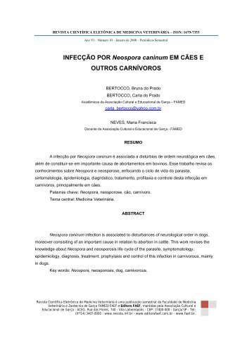 Infecção por Neospora caninum em cães e outros carnívoros.