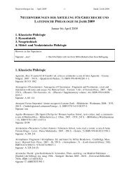 Januar bis April 2009 1. Klassische Philologie 2. Byzantinistik 3 ...