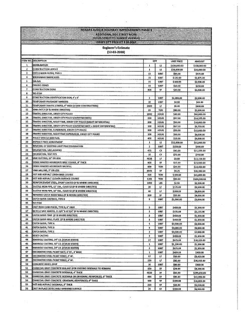 Year 2010 temporary budget to make available the ... - Jersey City