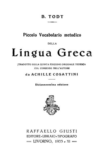 Piccolo vocabolario metodico della lingua greca - Accademia ...