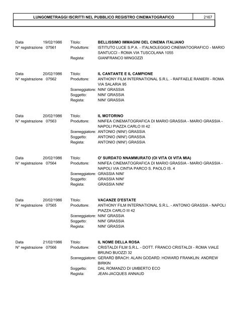 Bollettino Anno 1986 - Direzione Generale per i Beni Librari e gli ...