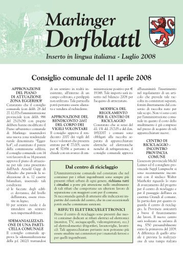 Marlinger Dorfblattl Inserto in lingua italiana - Luglio 2008