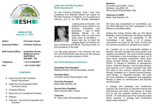 ESH Newsletter 2011-2 - European Society of Hypnosis