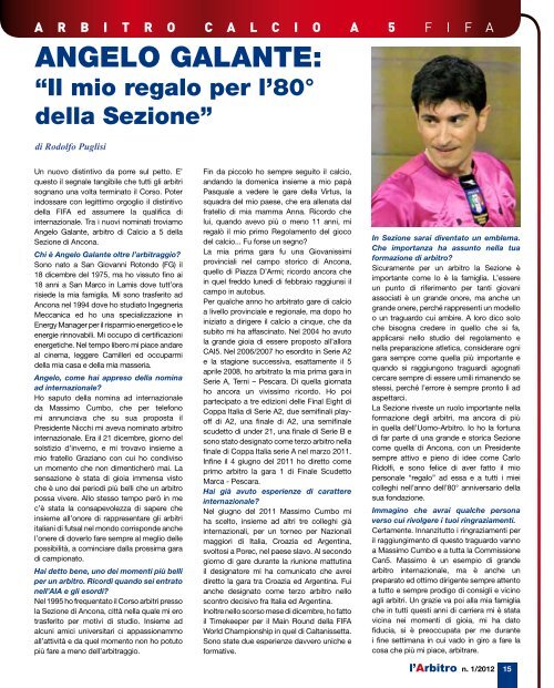 Rivista l'Arbitro 1/2012 - Associazione Italiana Arbitri