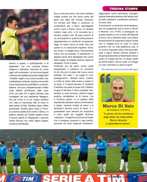 Rivista l'Arbitro 1/2012 - Associazione Italiana Arbitri