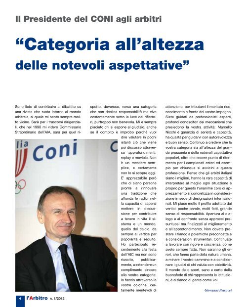 Rivista l'Arbitro 1/2012 - Associazione Italiana Arbitri