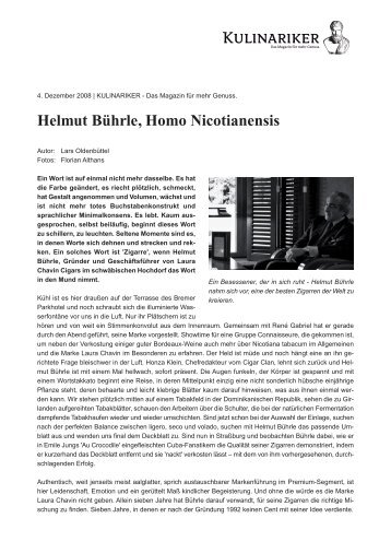 Helmut Bührle, Homo Nicotianensis - Laura Chavin Cigars