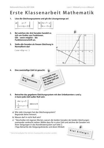 Erste Klassenarbeit 8a - Wieland-Gymnasium Biberach