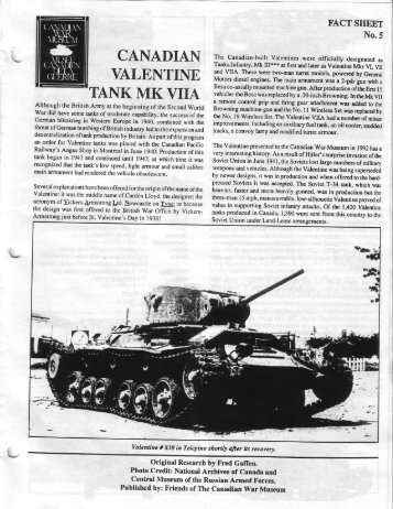 canadian valentine tank mk viia - Friends of the Canadian War ...