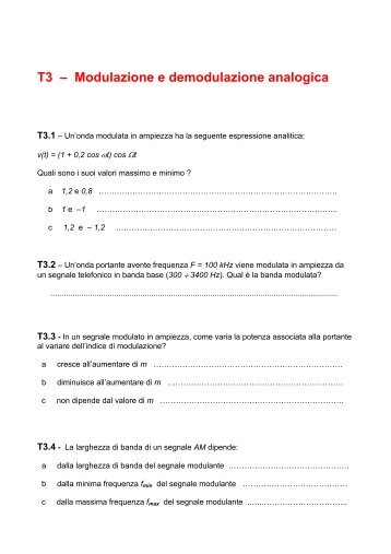 T3 – Modulazione e demodulazione analogica - Calderini