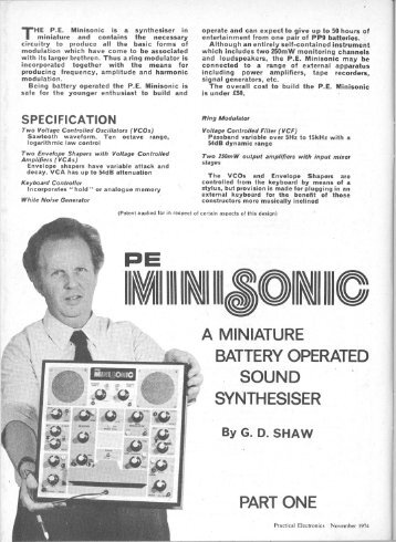 HE P.E. Minisonic is a synthesiser in miniature ... - Tim Stinchcombe