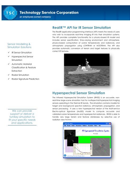 Modeling & Simulation Fact Sheet - Technology Service Corporation