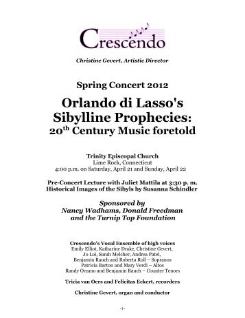 Orlando di Lasso's Sibylline Prophecies: - Crescendo