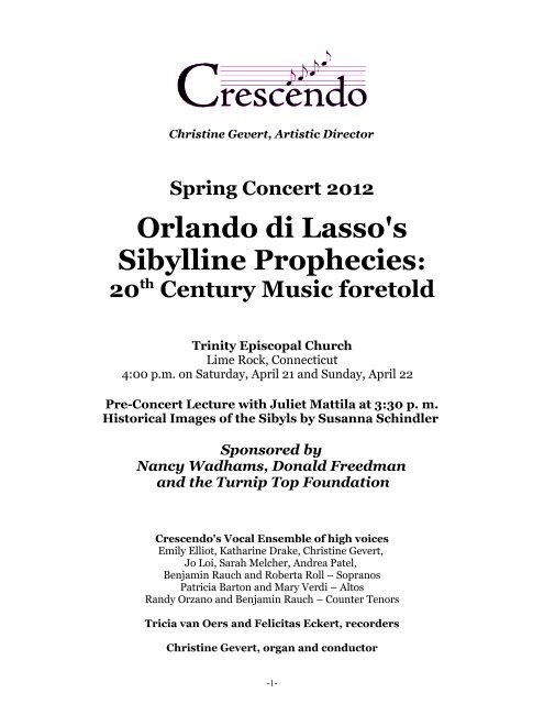 Orlando di Lasso's Sibylline Prophecies: - Crescendo