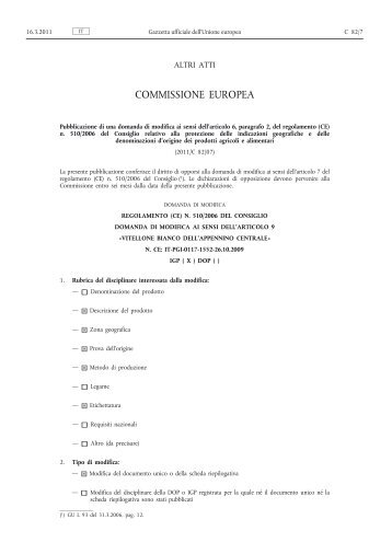 Pubblicazione di una domanda di modifica ai sensi dell ... - EUR-Lex