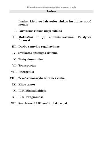 Įvadas. Lietuvos laisvosios rinkos institutas 2006 metais I ...