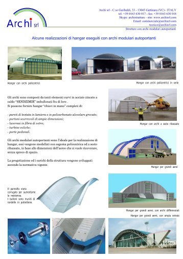 Alcune realizzazioni di hangar eseguiti con archi modulari ... - Archi srl
