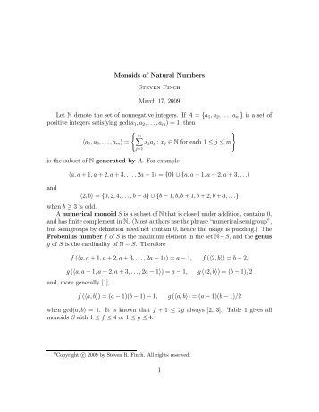 Monoids of Natural Numbers - People.fas.harvard.edu