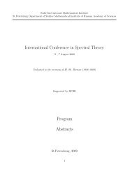 Programme - Steklov Institute at St.Petersburg