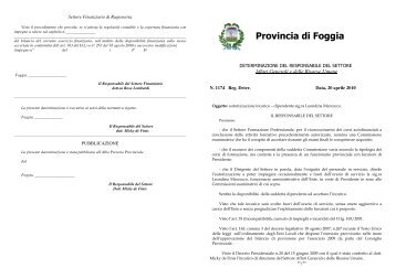 dipendente sig.ra Leondina Marzocco. - Provincia di Foggia