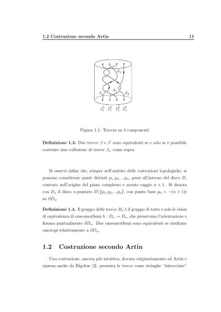 gruppo delle trecce, sue rappresentazioni e invarianti dei nodi