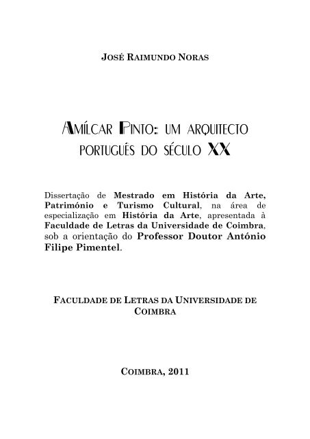 Amílcar Pinto: - Estudo Geral - Universidade de Coimbra