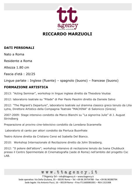 CV Riccardo Marzuoli - TTAgency