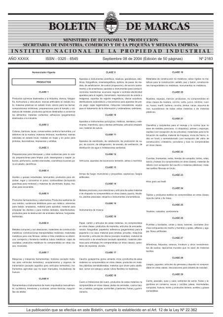 DE MARCAS BOLETIN - Instituto Nacional de la Propiedad Industrial