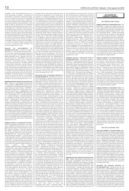 DIÁRIO DA JUSTIÇA • Sábado, 19 de agosto de 2006 - Tribunal de ...