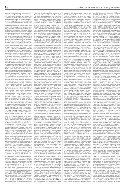 DIÁRIO DA JUSTIÇA • Sábado, 19 de agosto de 2006 - Tribunal de ...