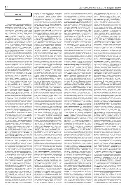 DIÁRIO DA JUSTIÇA • Sábado, 19 de agosto de 2006 - Tribunal de ...