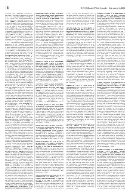 DIÁRIO DA JUSTIÇA • Sábado, 19 de agosto de 2006 - Tribunal de ...