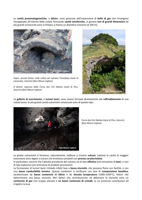 LE GROTTE VULCANICHE - CAI Sezione SEM