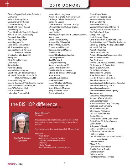 2010 - 2011 Annual Report - Bishop Garcia Diego High School