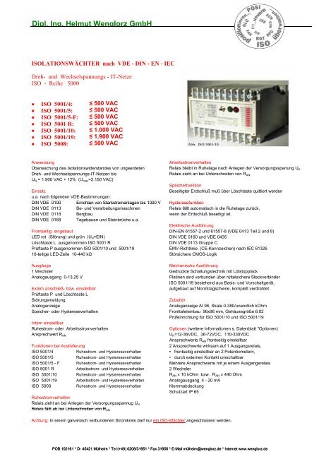 Datenblatt für ISO 5000 - Wenglorz