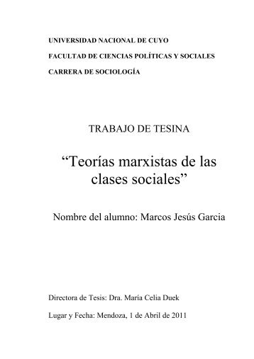 Teorias marxistas de las clases sociales - Facultad de Ciencias ...