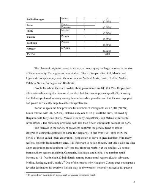 EXAMINING PATTERNS OF ITALIAN IMMIGRATION TO ...