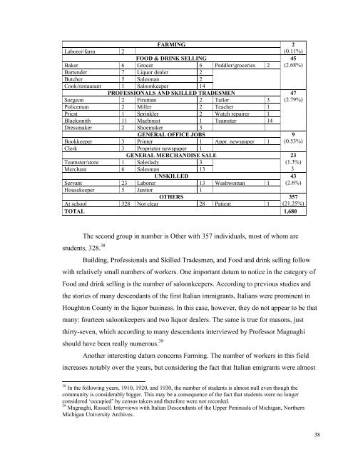 EXAMINING PATTERNS OF ITALIAN IMMIGRATION TO ...