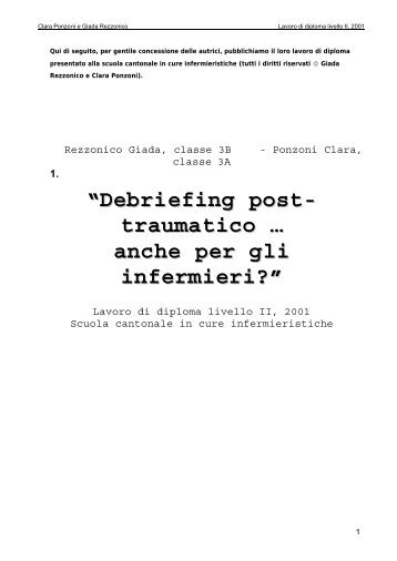 “Debriefing post- traumatico … anche per gli ... - Counselling Care