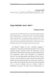Corpi indicibili: verso «Not - Samuel Beckett
