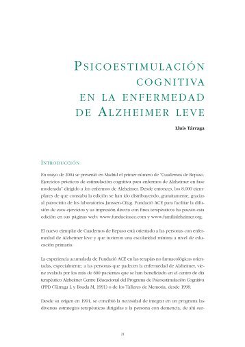 Estimulación cognitiva en la enfermedad de ... - Familia Alzheimer