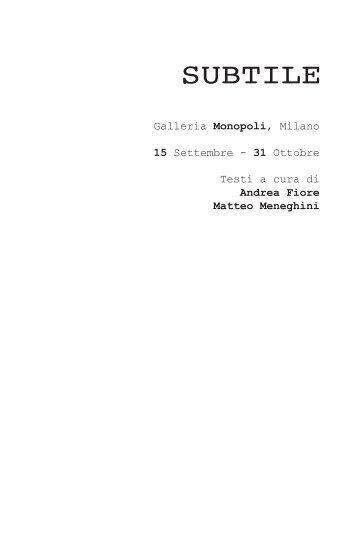 catalogo mostra - Galleria Monopoli