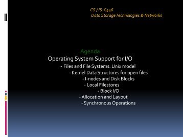 Agenda Operating System Support for I/O - Computer Science ...