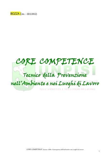 core competence del tecnico della prevenzione - UNPISI